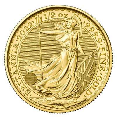 A picture of a 1/2 oz Gold Britannia Coin (2022)